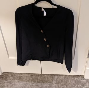 Black blouse - slightly cropped with button details